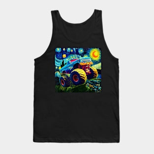 Cool Monster Truck Shirt Boy Men Adult Artistic Car Van Gogh Tank Top